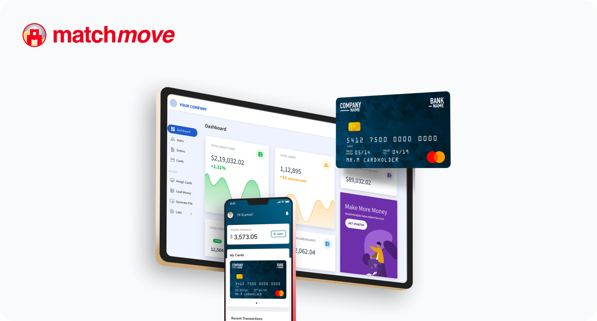 MatchMove white-label wallet and card interface